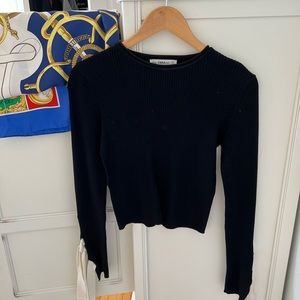 Zara Black Knit Women's Long Sleeve Blouse Top